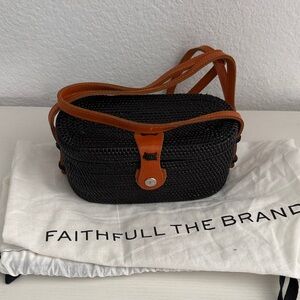 Brand New Faithfull the Brand Black Woven Crossbody Bag.
